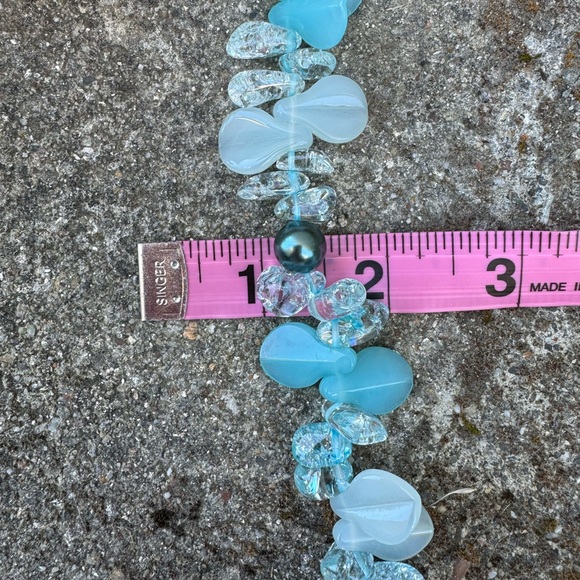 NWOT Blue Glass Beads & Freshwater Pearl Necklace - Picture 7 of 7